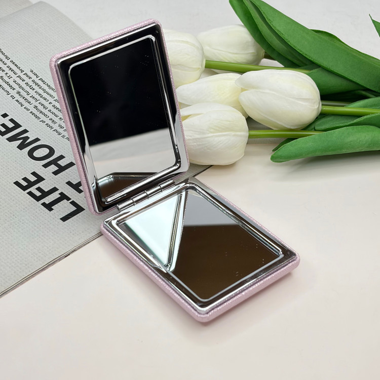 آینه جیبی دوطرفه مدل شاین دار مستطیل چرم 8.5cm در 6cm