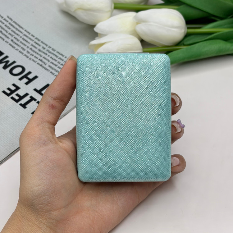 آینه جیبی دوطرفه مدل شاین دار مستطیل چرم 8.5cm در 6cm