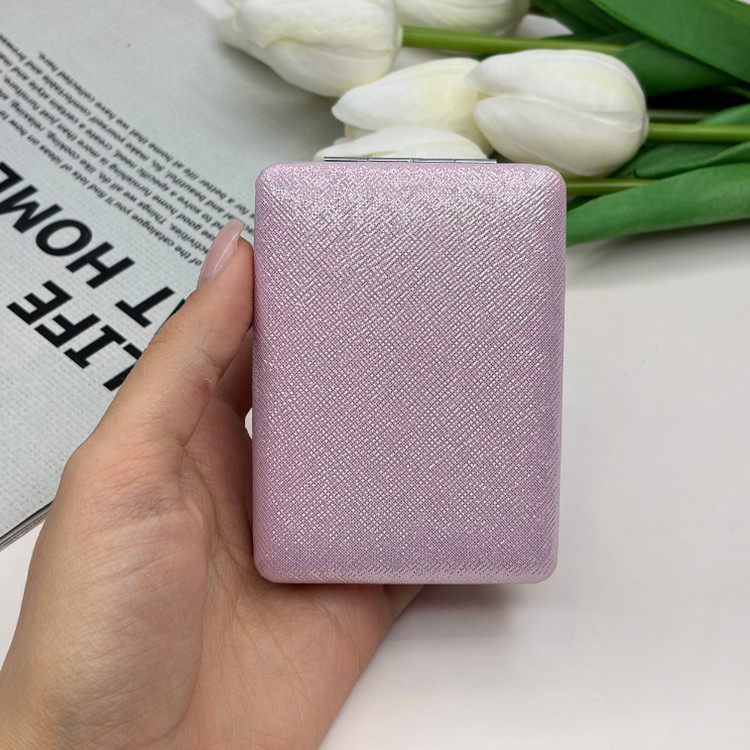 آینه جیبی دوطرفه مدل شاین دار مستطیل چرم 8.5cm در 6cm