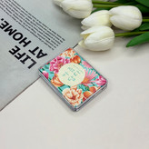 آینه جیبی دوطرفه طرح گلدار فلزی وچرمیمستطیل7.5cm در 6.5cm