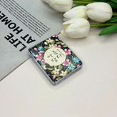 آینه جیبی دوطرفه طرح گلدار فلزی وچرمیمستطیل7.5cm در 6.5cm