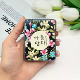 آینه جیبی دوطرفه طرح گلدار فلزی وچرمیمستطیل7.5cm در 6.5cm