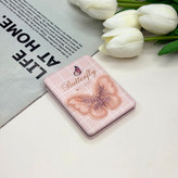 آینه جیبی دوطرفه چرم مستطیل طرح پروانه برجسته8.5cm در 6cm