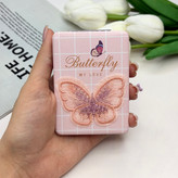 آینه جیبی دوطرفه چرم مستطیل طرح پروانه برجسته8.5cm در 6cm