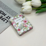 آینه جیبی دوطرفه طرح پترن گلدار مستطیل چرم8.5cm در 6cm