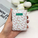 آینه جیبی دوطرفه طرح گلدار ریز چرمی مستطیل8.5cm در 6cm