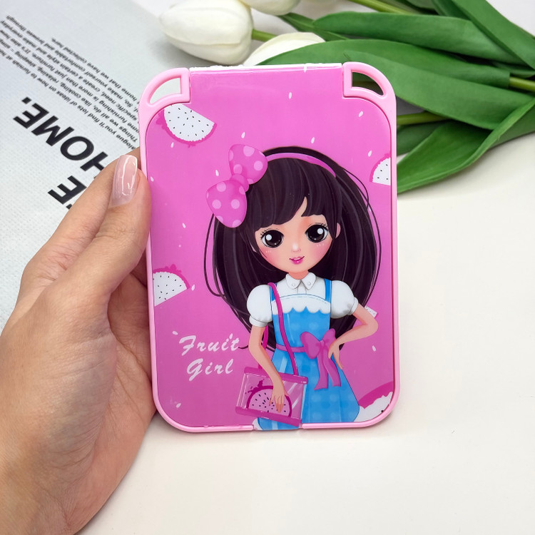 آینه جیبی دوطرفه طرح دخترونه مستطیل13cm در7cm