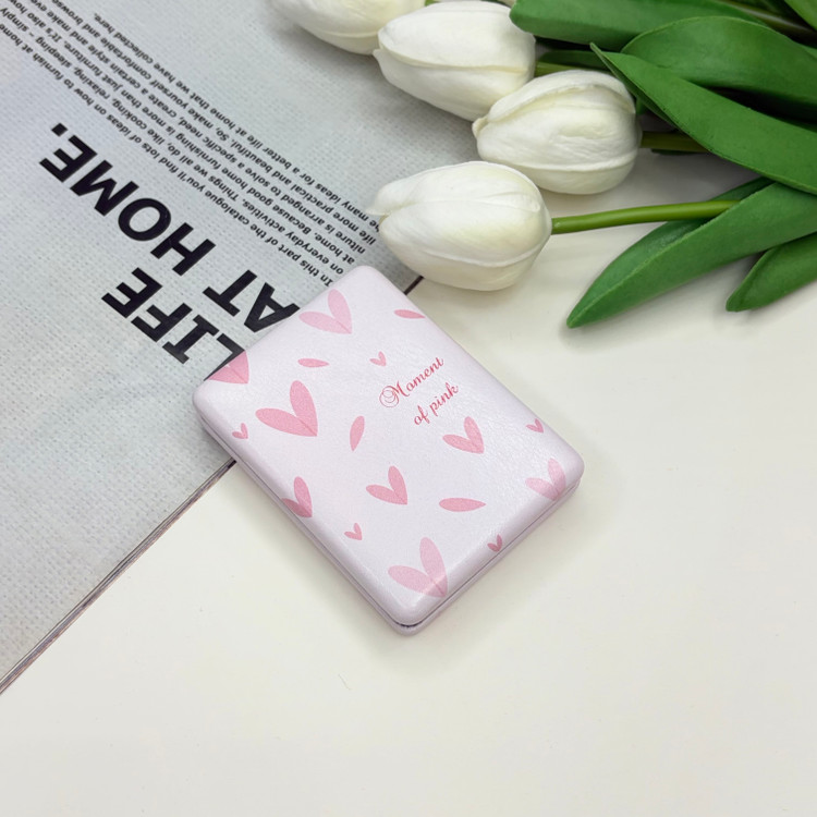 آینه جیبی دوطرفه طرح Moment of pink مستطیلی 8.5cm در 6cm