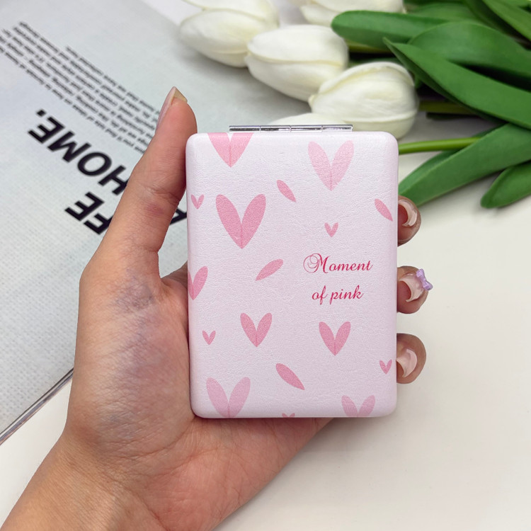 آینه جیبی دوطرفه طرح Moment of pink مستطیلی 8.5cm در 6cm