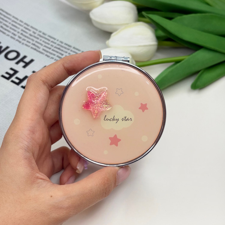 آینه جیبی دوطرفه طرح ستاره برجسته lovely stars دایره ای 7cm