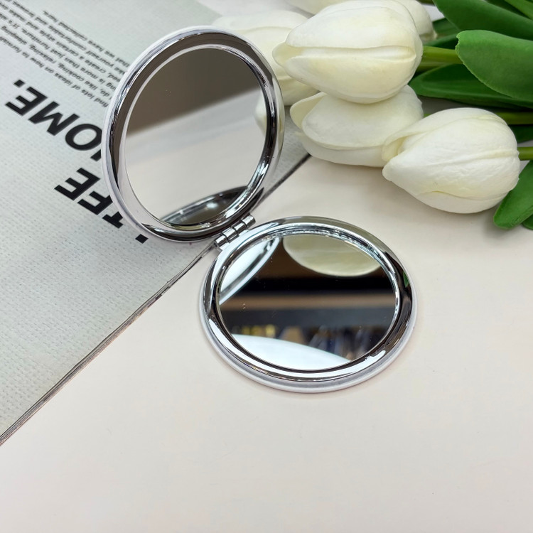 آینه جیبی دوطرفه طرح لوازم آرایشی beauty salon دایره ای 8.5cm در 6cm