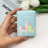 آینه جیبی دوطرفه طرح لاما مستطیلی چرم 8.5cm در 6cm