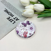 آینه جیبی دوطرفه طرح پروانه دایره ای چرم 7cm