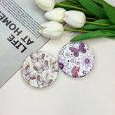 آینه جیبی دوطرفه طرح پروانه دایره ای چرم 7cm