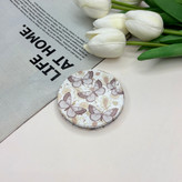 آینه جیبی دوطرفه طرح پروانه دایره ای چرم 7cm