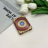 آینه جیبی دوطرفه طرح چشم زخم مستطیلی چرم 8.5cm در 6cm