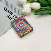 آینه جیبی دوطرفه طرح چشم زخم مستطیلی چرم 8.5cm در 6cm