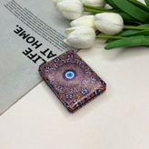 آینه جیبی دوطرفه طرح چشم زخم مستطیلی چرم 8.5cm در 6cm
