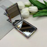 آینه جیبی دوطرفه طرح چشم زخم مستطیلی چرم 8.5cm در 6cm