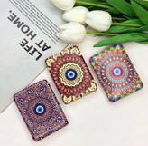 آینه جیبی دوطرفه طرح چشم زخم مستطیلی چرم 8.5cm در 6cm