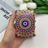 آینه جیبی دوطرفه طرح چشم زخم مستطیلی چرم 8.5cm در 6cm