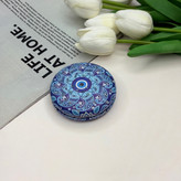 آینه جیبی دوطرفه طرح چشم زخم نگین دار دایره ای چرم 7cm