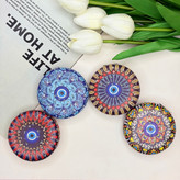 آینه جیبی دوطرفه طرح چشم زخم نگین دار دایره ای چرم 7cm