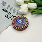 آینه جیبی دوطرفه طرح چشم زخم نگین دار دایره ای چرم 7cm