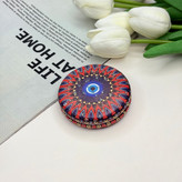 آینه جیبی دوطرفه طرح چشم زخم نگین دار دایره ای چرم 7cm