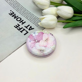 آینه جیبی دوطرفه طرح گل بهاری دایره ای چرم 7cm