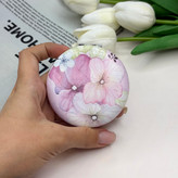 آینه جیبی دوطرفه طرح گل بهاری دایره ای چرم 7cm