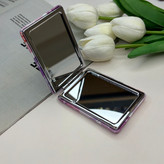 آینه جیبی دوطرفه طرح فلامینگو مستطیلی چرم 8.5cm در 6cm