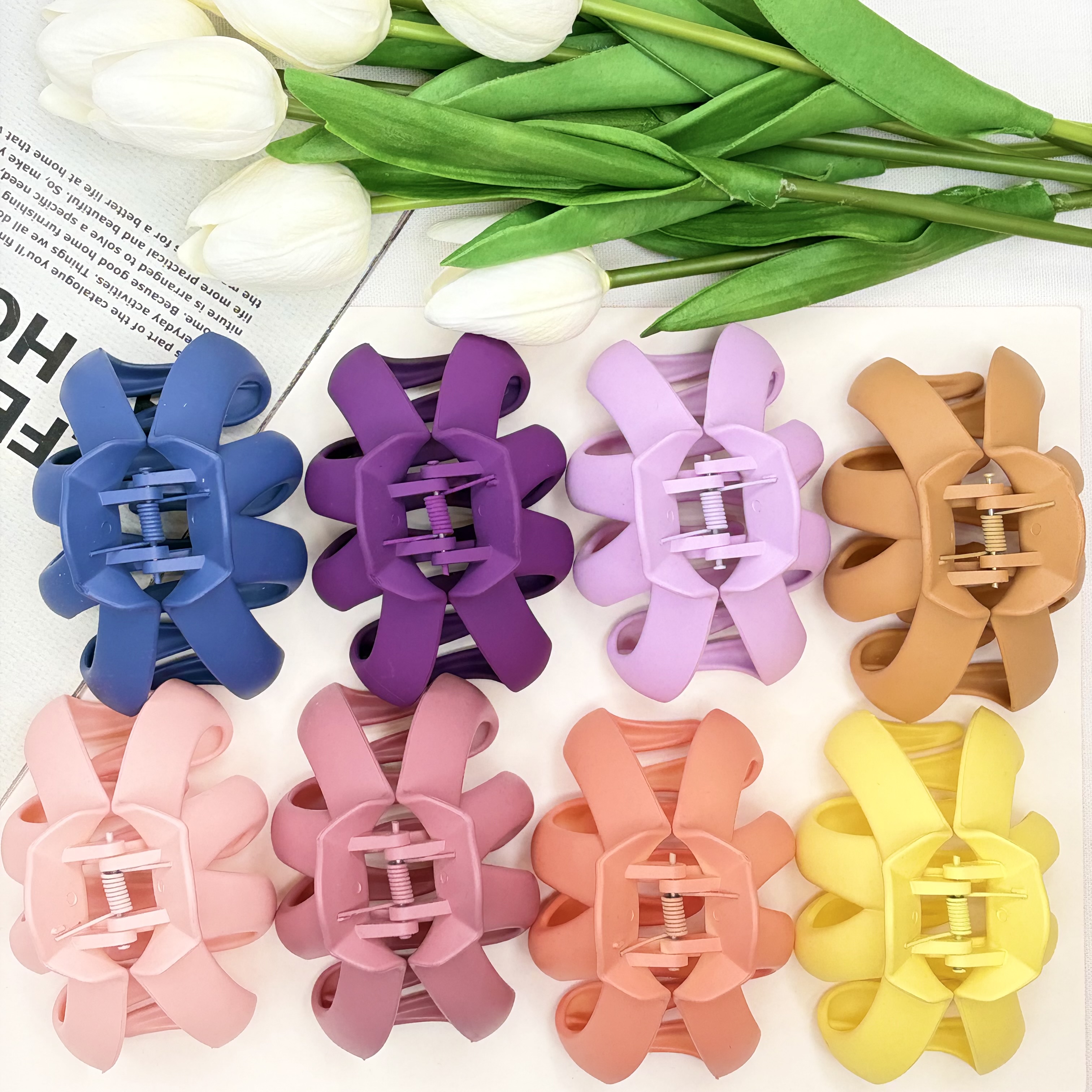 کلیپس مدل گوجه ای سایز بزرگ رنگی رنگی مات9cm