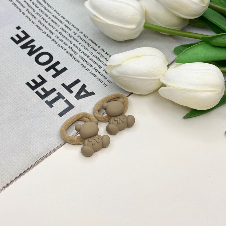 کش موی پیکسل طرح خرس تدی رنگ نسکافه ای مات جفتی2cm