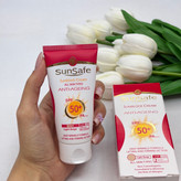 کرم ضدآفتاب و ضد چروک رنگی سان سیف spf50 رنگ بژ روشن مناسب برای انواع پوست ها