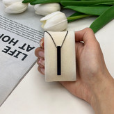 گردنبند۴۵cm زنجیر و 4cm پلاک مشکی استوانه مکعبی مشکی