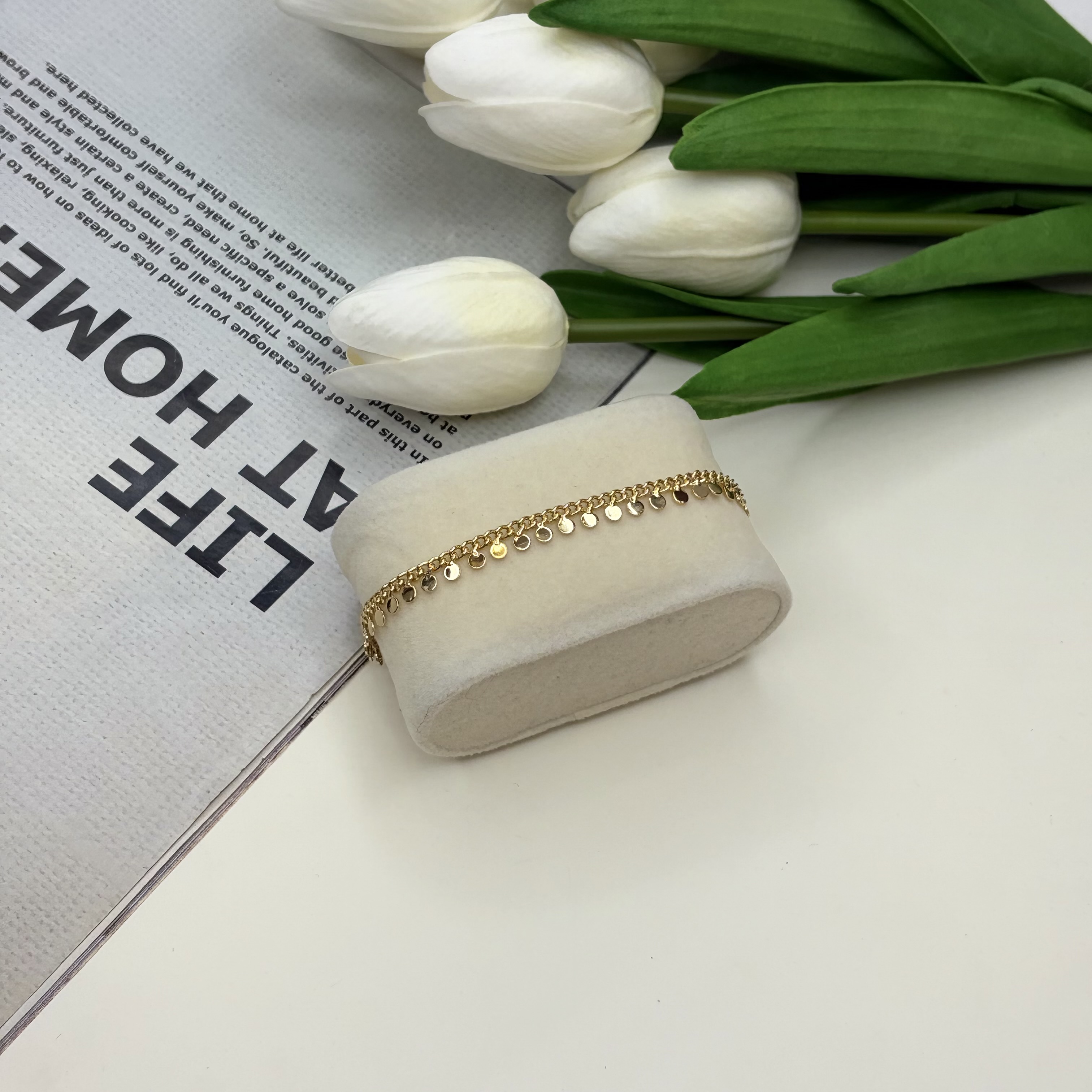 پابند طلایی زنجر کارتیه آویز سکه ای27cm