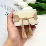 دستبند بافت کریستیندیور گره دار رنگ کرم نود 20cm