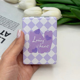 آینه جیبی دوطرفه مستطیلی چرمی طرح loving heart چرم 6cm در 8cm