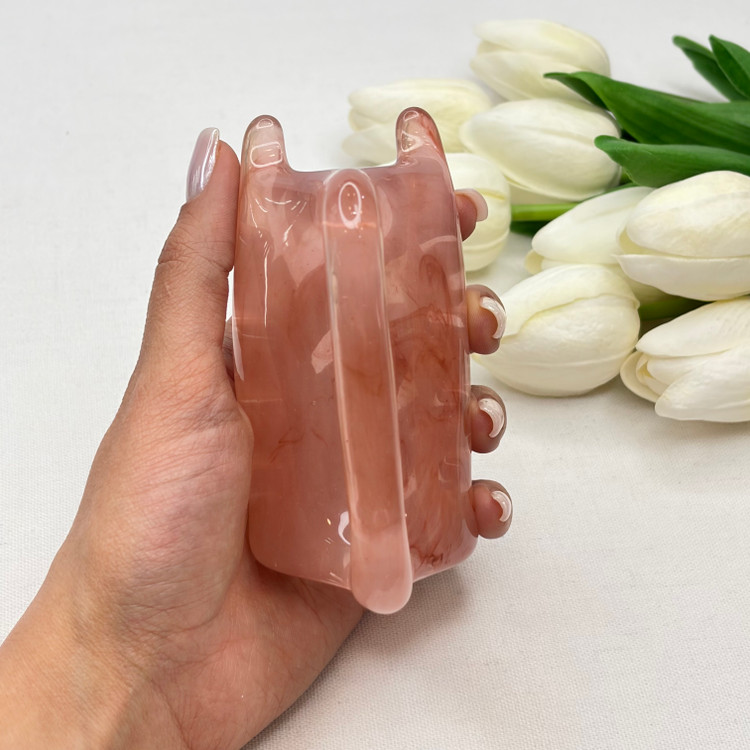 ماساژور سر و صورت طرح سنگ رز کوارتز با کیفیت عالی