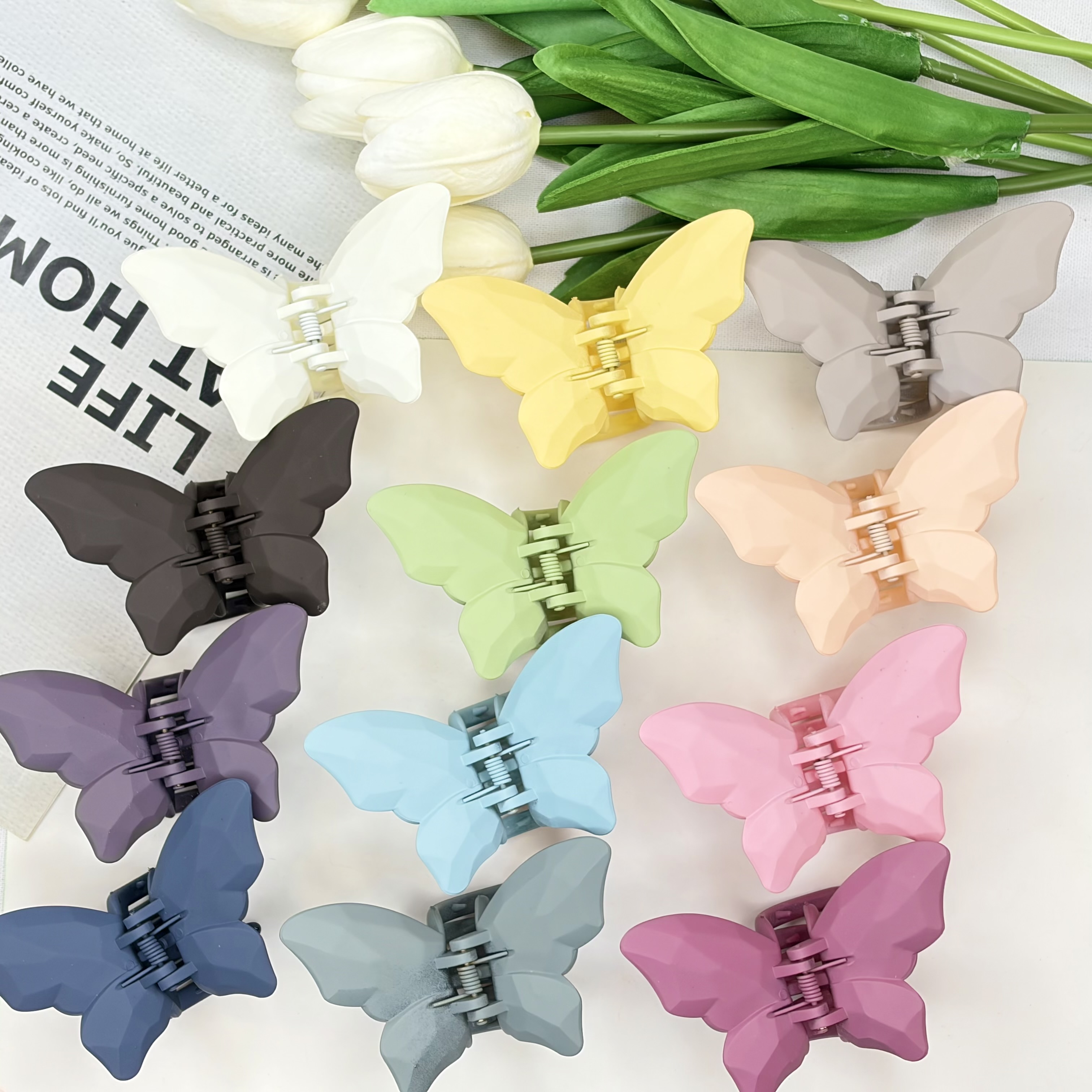 کلیپس طرح پروانه رنگ مات سایز بزرگ8cm