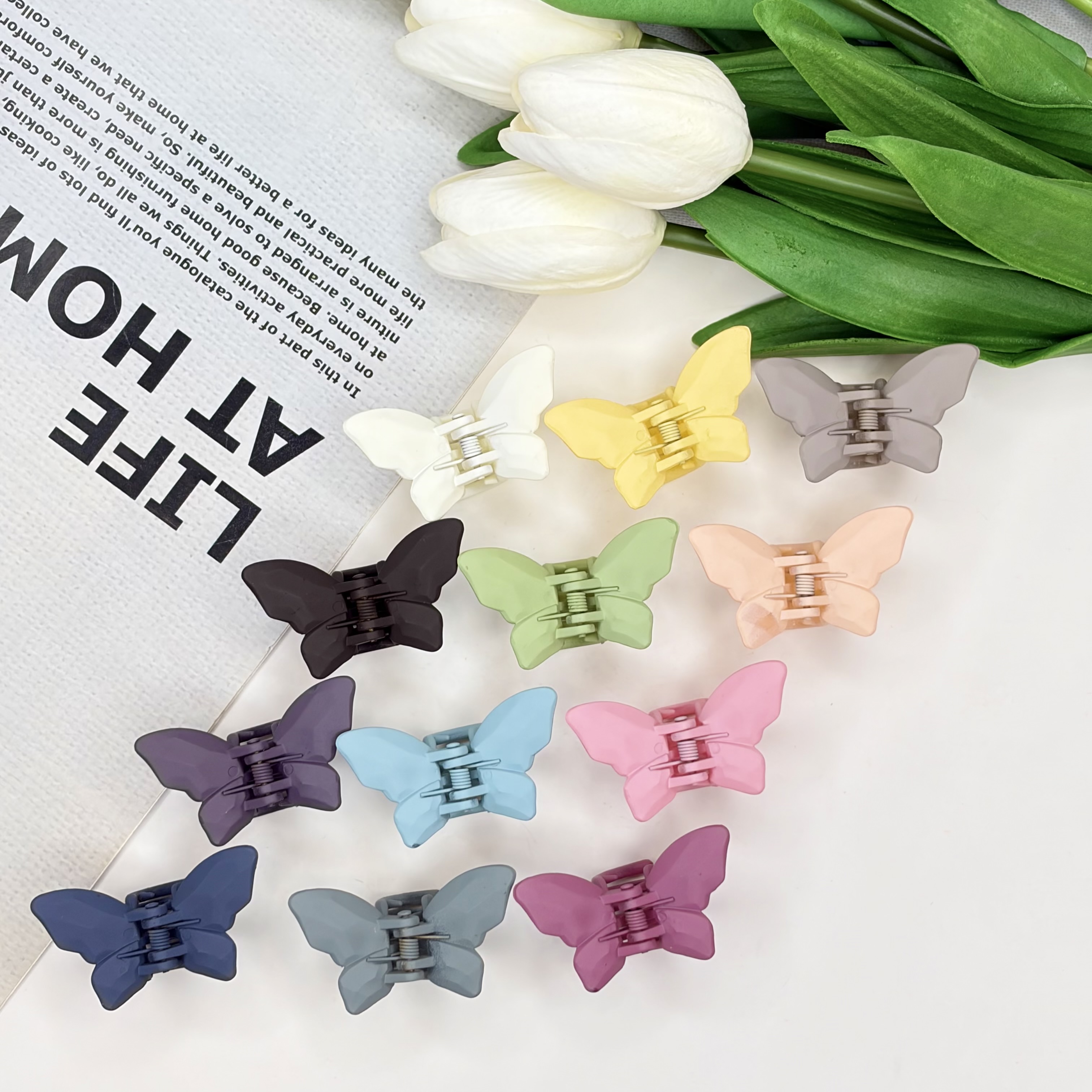 کلیپس طرح پروانه رنگ مات سایز کوچک4cm