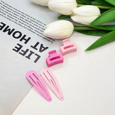 پک ۴تایی گیره مو تق تقی و کلیپس رنگ صورتی گیرمو 6cm وکلپیس 2cm