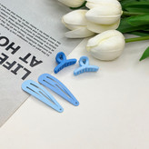 پک ۴تایی گیره مو تق تقی و کلیپس رنگ آبی گیر مو 6cm کلیپس ۲cm