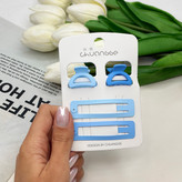 پک ۴تایی گیره مو تق تقی و کلیپس رنگ آبی گیر مو 6cm کلیپس ۲cm