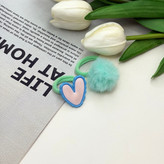 پک دوتایی کش مو حوله ای پیکسل دارطرح قلب و خز دار رنگ سبز آبی
