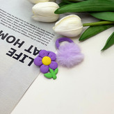پک دوتایی کش مو حوله ای پیکسل دارطرح گل و خز دار رنگ بنفش