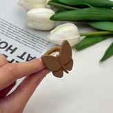 کش مو جفتی پیکسل دار حوله ای طرح پروانه رنگ قهوه ای