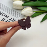 کش مو جفتی پیکسل دار حوله ای طرح پروانه رنگ قهوه ای تیره