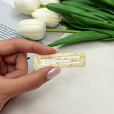 گیره مو براق جفتی تق تقی طرح گلدار وپینترستی رنگ زرد6cm
